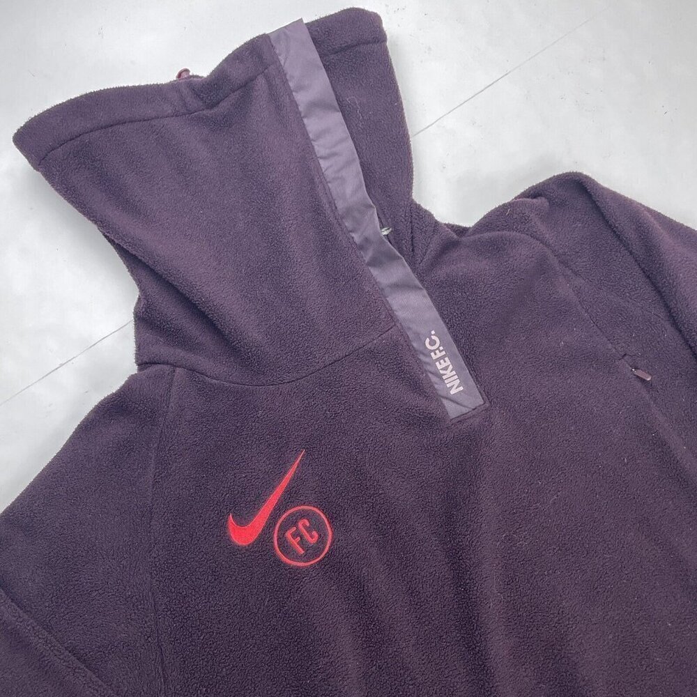 Nike FC Winter Drill Fleece Pullover Sweater Men’s M 1/4 Zip Burgundy AT6105-659